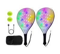 Raqueta De Tenis | Pala De Padel Brillante Para Dos Jugadores | Raquetas De Fibra De Carbono Con 2 Pelotas Para Jóvenes Y Adultos Para Deportes Al Aire Libre Y Entrenamiento Diario