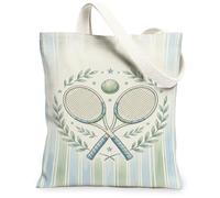 Raquetas de tenis - Bolsa de lona para mujer, deportiva, casual, con hojas de laurel, verde de verano, lavable, reutilizable, pequeñas, ideales para viajes, trabajo, compras, librería, 13 x 15