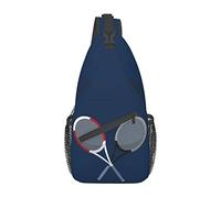 Raquetas de Tenis Navy Sport Small Sling Bag para Mujeres Hombres Crossbody Sling Backpack Casual Senderismo Daypack Shoulder Chest Bag