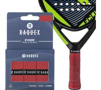 Raquex Cinta de sobreagarre Evade Palas de pádel - Rojo. Paquete de 3 Cintas de sobreagarre para pádel, 0,65 mm de Grosor, Absorbente, Ligeramente adherente, Antideslizante