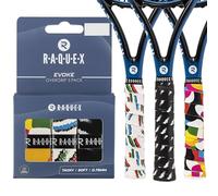Raquex Evoke Overgrip - Over Grip para Raquetas de Padel, Tenis, bádminton y Squash. Paquete de 3 Grips (Fusión de Rayas)