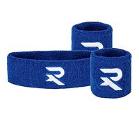 Raquex - Juego de muñequeras y Diadema (2 muñequeras, 1 Diadema), algodón de Ajuste ceñido, Bandas elásticas para el Sudor Hechas específicamente para Correr, Deportes, Squash, Tenis, bádminton, Azul