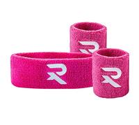 Raquex Juego de Pulseras y Diademas, 2 Bandas de muñeca, 1 Banda para la Cabeza. Ajuste cómodo, algodón, Bandas elásticas para el Sudor para Deportes (Rosa)