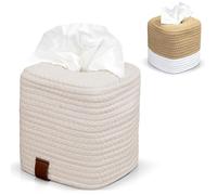 Rarapop Elegante funda para caja de pañuelos de algodón, un hermoso soporte cubre al instante tus cajas cuadradas de pañuelos, la cubierta perfecta para tu baño y hogar (crema)