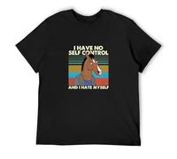Rare Bojack Horseman I Have No Self Control and I Hate Mens Cotton Tshirt Size L