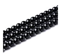 Rare Collection - Cuentas naturales redondas de turmalina negra para hacer joyas, pulseras, collares (12 mm)