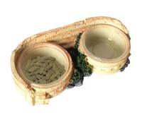 Rare Resin Reptile Dish, Lizard Water Bowl for Terrariums, 7.55x3.54 Inches Small Turtle Habitat Feeder with Transparent Feeding Bowl, Animal Feeding Stand and Accessory