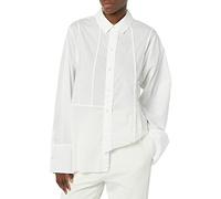 rare/self Camisa de Algodón para Todos los Géneros con Cuello Abotonado y a Parches, Blanco, 7