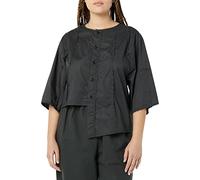 rare/self Camisa de Algodón para Todos los Géneros con Manga Corta y Costuras a la Vista, Negro Apagado, 1