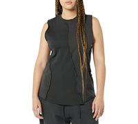 rare/self Camiseta para Todos los Géneros sin Mangas de Punto Mixto a Parches, Negro Apagado, 4