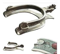 Rare Vintage Western Spur - Clip de dinero plateado con forma de espolón vintage para hombres, soporte de billetes de metal grabado personalizado, para jinete, papá, marido, Silver, Carry-On 40-Inch