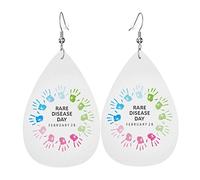 RareAwareness Day colgantes Pendientes de lágrima de cuero