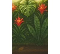 RareLeaf Botanical Journal - 6″×9″ Red Bromeliad & Philodendron Cover, 100-Page Watering & Misting Tracker with Plant Profiles