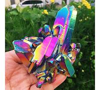 Raros y hermosos siete colores de llamas halo de cuarzo de cristal del racimo de cristal de la piña de cúmulo de piña de cristal-320 g_PC 1