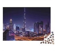 Rascacielos Ciudad Moderna Puzzle de 1000 Piezas Papel para Adultos Vista Nocturna Juego de Puzzle 1000 Piezas Relajación Familia Decoración Regalo 70x50cm/1000pcs