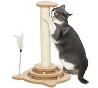Rascador 4 en 1 PawHut, rascador de 49 cm, rascador de sisal para Gatos con Pelota de Juego, rascador para Gatos, Mueble rascador para Gatos, Interior, Roble