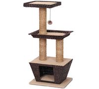 Rascador alto modelo Bettula Natural de 2 pisos con colgante para gatos Croci