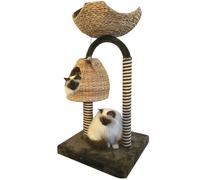 Rascador alto modelo Natural Azalea con cojín de felpa extraíble para gatos Croc