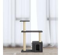 Rascador con 4 columnas rascadoras de sisal, gris oscuro, 70 cm, para gatos, con tabla para rascar y acogedor escondite
