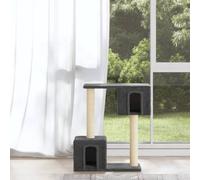 Rascador con columnas rascadoras de sisal, gris oscuro, 60 cm, para gatos, para rascar, escalar y descansar con acogedor escondite y cómoda plataforma de felpa, juguete para gatos