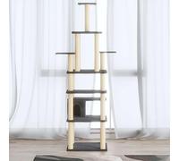 Rascador con pilares rascadores de sisal, gris oscuro, 183 cm, para gatos para escalar y descansar, incluye un acogedor escondite y un cómodo asiento de felpa, ideal para actividades en interiores
