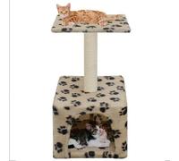 Rascador con poste para gatos color Beige Huellas