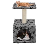 Rascador con poste para gatos color Gris Huellas