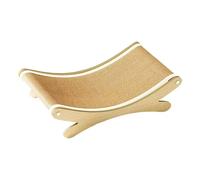 Rascador curvado para gatos, rampa rascadora de sisal, almohadilla para rascar en forma de L para gatos de interior, protector de muebles de 25.6 pulgadas con juguete JFb819 (caqui, 50 x 30 x 13 cm)