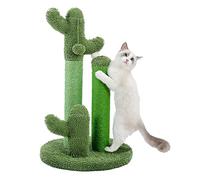Rascador de 21 pulgadas de alto para poste con forma de cactus con cuerda de sisal natural rugosa, juguetes de peluche para ahorrar muebles