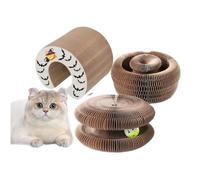 Rascador de cartón ondulado multifunción con bola y campana, tabla plegable para interior y exterior, gatito spin; rascador de gato, sofá (e)