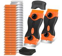 Rascador de cuchillas de afeitar, raspador de maquinilla de afeitar con 40 cuchillas de metal y plástico, rascador de limpieza para pintura, calcomanía, adhesivo, etiqueta, calafateo, rascador de