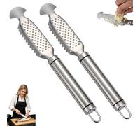 Rascador de escamas y rallador de jengibre 2 en 1 de acero inoxidable: Herramienta de cocina de doble función para desescamar pescado y rallar jengibre, ajo y especias. (2Piezas)