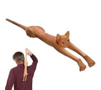 Rascador de espalda en forma de gato de 18 pulgadas, herramienta de masaje de espalda de mango largo de madera para adultos, regalo viral TikTok para los amantes de los gatos, palo ergonómico para