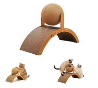 Rascador de gato con bola oscilante, cuerda de sisal natural giratoria de 360° en soporte, protege muebles y alfombras, rascador duradero 2 en 1, antivuelco, para gatos y gatitos de interior (S)