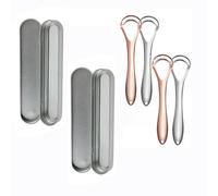 Rascador de lengua mejorado con cabezal de raspado dual que combate el mal aliento, limpiador de lengua de metal que ayuda a la higiene bucal, rascador de lengua para adultos y niños, paquete de dos