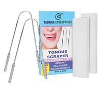 Rascador de lengua para adultos con 2 fundas de viaje, reduce el mal aliento, limpiadores de lengua 100% de acero inoxidable, raspadores de lengua para respirar más fresco en segundos (juego de 2