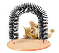 Rascador de masaje de arco para gatos con cepillo para rascar, alivio del estrés, juguete de arañazos para mascotas, protector de muebles, dispositivo de aseo personal