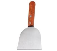 Rascador de parrilla - Pala de acero inoxidable | Rascador de plancha con bordes biselados de alta resistencia con mango de madera para carne, pizza, picnic, hamburguesa