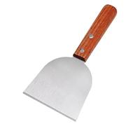 Rascador de parrilla, raspador de rejilla | Pala de pescado de acero inoxidable - Oblea de borde de bisel grande y resistente con mango de madera para filete de pizza picnic
