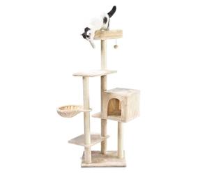 Rascador de Tres Alturas para Gatos con Cama extraíble “Snow” - 49 x 40 x 146 cm