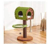 Rascador Gato Base Reforzada Cama con Forma de Cápsula Espacial Torre Mirador Vallada con Techo de Fieltro Árbol para Gatos con Paneles MDF Juguete con Bola para Provocar Pillar Rascador Extra Grueso