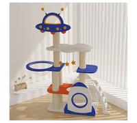 Rascador Gato Cápsula Espacial Base Reforzada con Escaleras Cama Espaciosa for Gatos Plataforma Multinivel Árbol for Gatos Plataforma en Forma de Platillo Volante con Juguete con Cascabeles