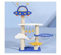 Rascador Gato Cápsula Espacial Base Reforzada con Escaleras Cama Espaciosa for Gatos Plataforma Multinivel Árbol for Gatos Plataforma en Forma de Platillo Volante con Juguete con Cascabeles