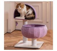 Rascador Gato Caseta de Mimbre H55/115cm(21.7x45.3) Poste de Cuerda de Papel Kraft Palo para Jugar con el Gato Árbol para Gatos Mirador con Almohadilla de Felpa Plataforma de Varios Niveles