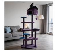 Rascador Gato Casita con Forma de Sombrero de Bruja Pelota Plataforma de Varios Niveles Revestimiento de Felpa Y Base Reforzada Árbol para Gatos Fabricado en H96/174cm(37,8X 68,5") Mirador Ampliado