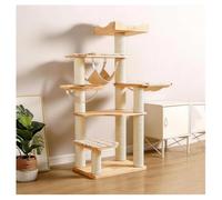 Rascador Gato con Cápsula Espacial Hamaca Casita Y Mirador con Barandilla de Madera Maciza Árbol para Gatos H150 Cm (59,1") de Altura con Plataforma Ampliada Poste Forrado con Cuerda de Papel Kraft