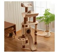 Rascador Gato con Mirador con Barandilla Cueva Semicerrada Escalera de Sisal Hamaca de Felpa Árbol para Gatos Plataforma de Salto para Garras Pelota para Jugar con Base Reforzada Esquinas Redondeadas