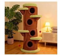 Rascador Gato con Múltiples Agujeros Plataforma de Varias Capas Gruesa Y Suave Cubierta Completa de Yute Bordes Elevados Mirador Árbol para Gatos con Base Estable Y Pelota H142/228cm (55,9/89,8")