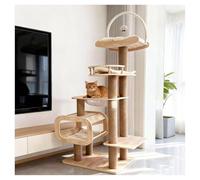 Rascador Gato con Torre Mirador Plataforma Cerrada con Valla Bola H180 Cm (70,9") Árbol para Gatos Poste Rascador de Cuerda de Cáñamo Cama para Gatos Semicerrada Cápsula Espacial Suelo Reforzado