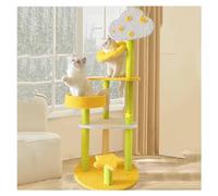 Rascador Gato de 6 Niveles con Cama Cerrada Plataforma de Salto en Forma de Tablero MDF Reforzado Árbol para Gatos Cubierta de Felpa Suave Y Juguetes Postes para Rascar de Cáñamo